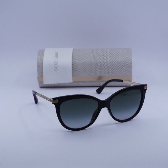 Jimmy Choo AXELLE/G/S 0807 9O Cat Eye Sunglasses - Black/Gold/Grey - Picture 1 of 10